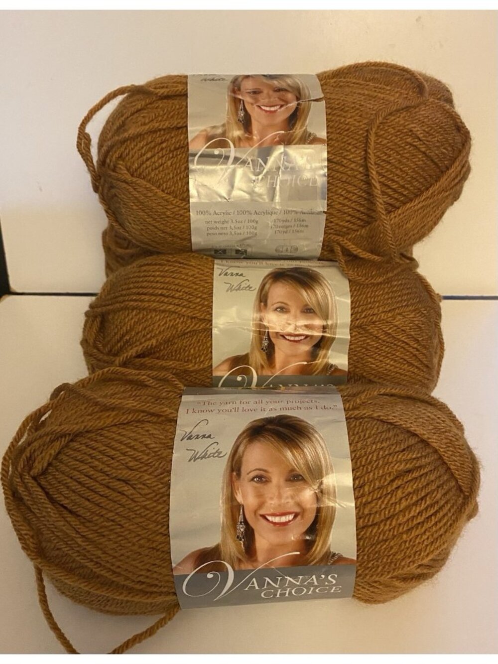 Lot of 4 Skeins Vanna's Choice Lion Brand Yarn 130 Honey ART 860 Unused